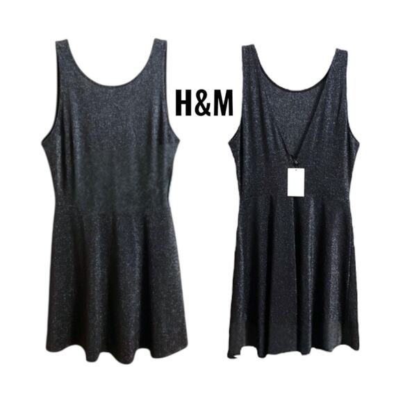Divided H&M Dress Women's Size 10 Black Shimmer Sleeveless Party - Picture 1 of 7